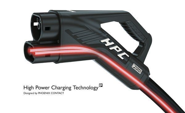 Cargador de alta potencia para vehículos eléctricos con tecnología de carga rápida.